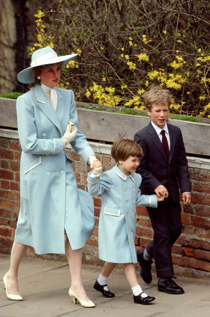 Diana, Princess Of Wales in a powder blue dress by Catherine Walker