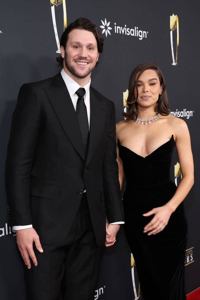 Josh Allen and Hailee Steinfeld attend the 14th Annual NFL Honors at Saenger Theatre on February 06, 2025 in New Orleans, Louisiana.