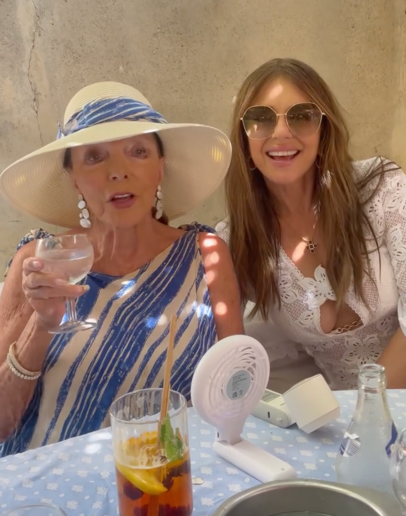 joan collins lunch with Elizabeth Hurley