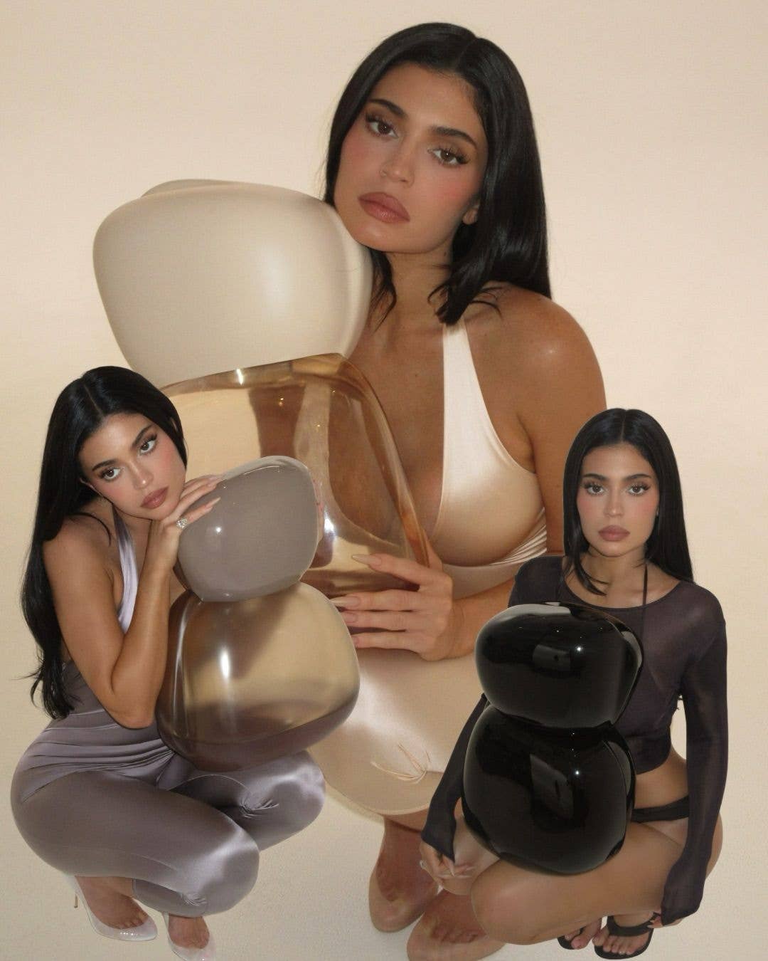 Kylie Jenner with her three new scents