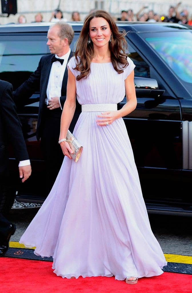 Amid the glitz and glamour of Los Angeles, the Princess turned heads at a BAFTA event during her 2011 North American tour in a show-stopping lilac Alexander McQueen gown.