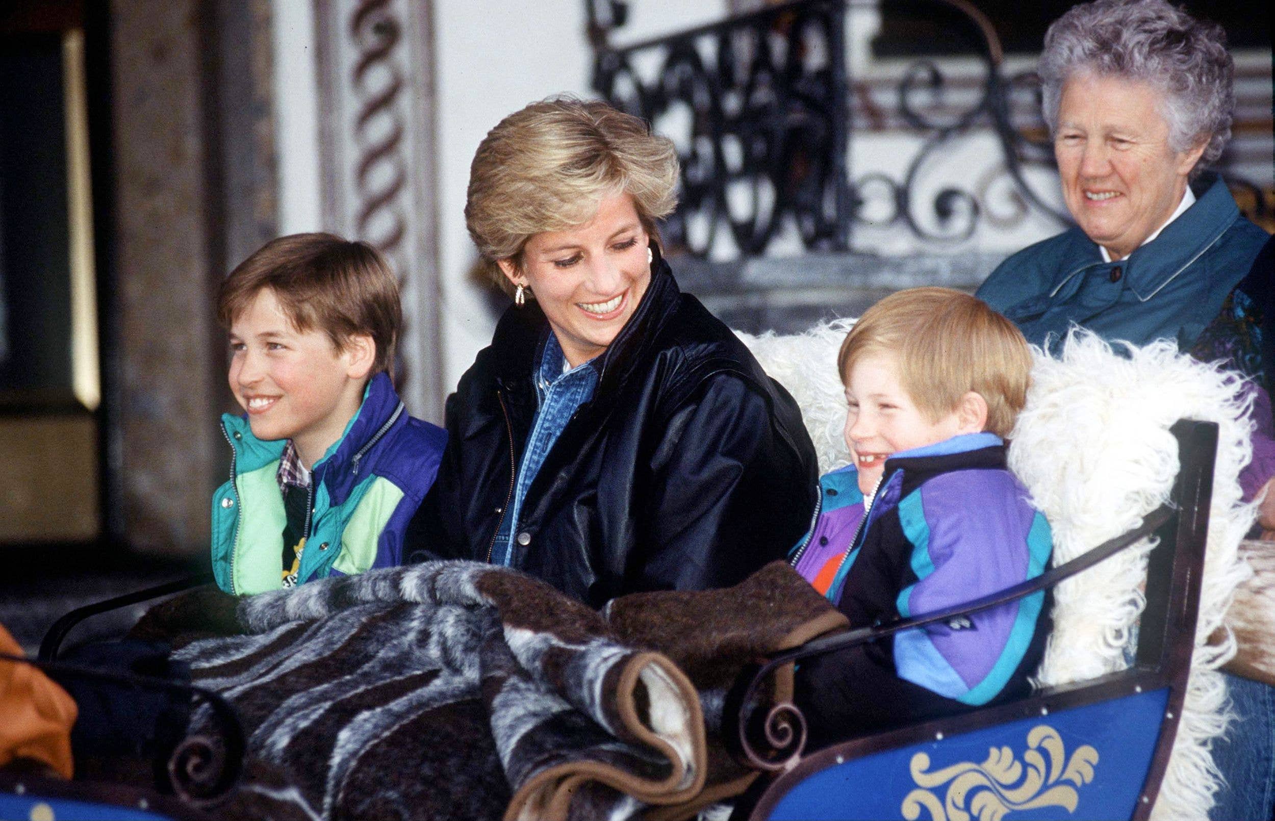 Princess Diana with Prince William and Prince Harry