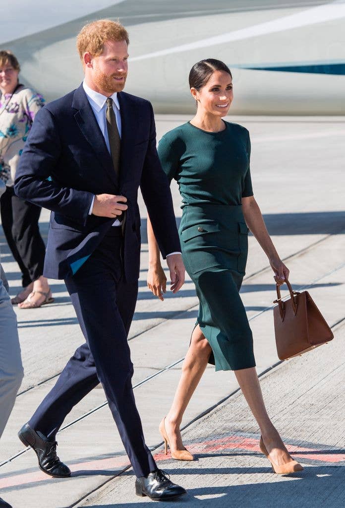Prince Harry, Duke of Sussex and Meghan, Duchess of Sussex arrive at Dublin Airport during their visit to Ireland on July 10, 2018 in Dublin, Ireland.  (Photo by Samir Hussein/Samir Hussein/WireImage)