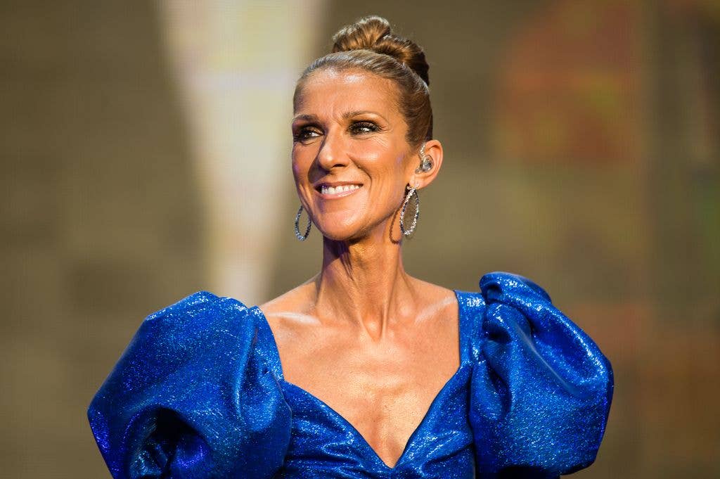Celine Dion looking radiant in blue