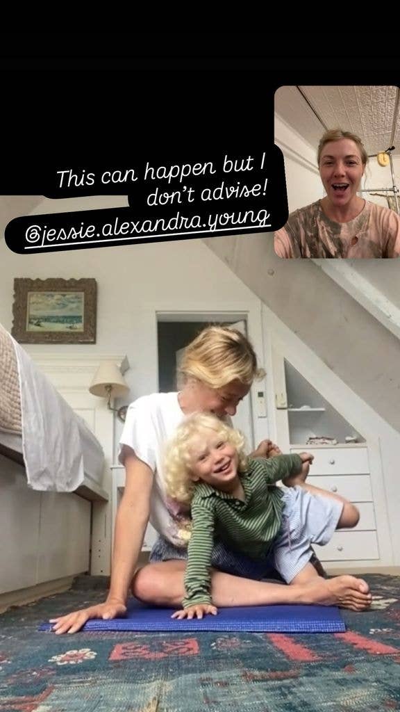 Chloe Sevigny poses with her son Vanja on yoga mats
