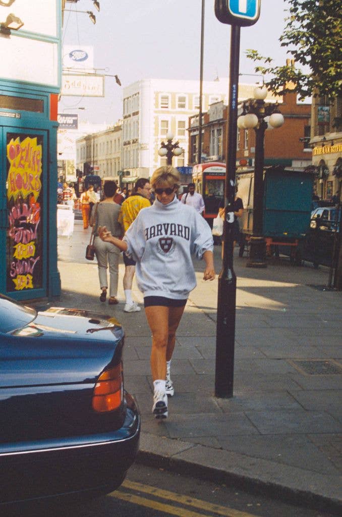 Princess Diana after exercising at a gym in Earls Court, London in 1997
