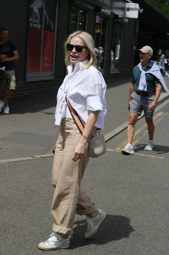 Chelsea Handler, 51, looks effortlessly cool attending Wimbledon in her Chloe Kick sneakers in white and silver