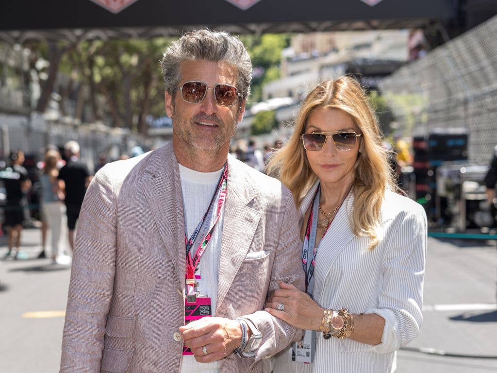 MONTE-CARLO, MONACO - MAY 25: Patrick Dempsey and Jillian Fink attends the F1 Grand Prix Of Monaco on May 25, 2025 in Monte-Carlo, Monaco. (Photo by Arnold Jerocki/FilmMagic)