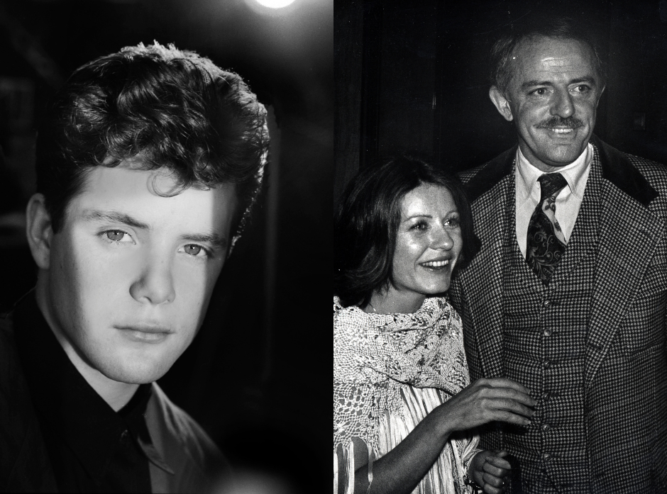 Split image showing Sean Astin in the '80s on the left, and his parents Patty Duke and John Astin on the right.