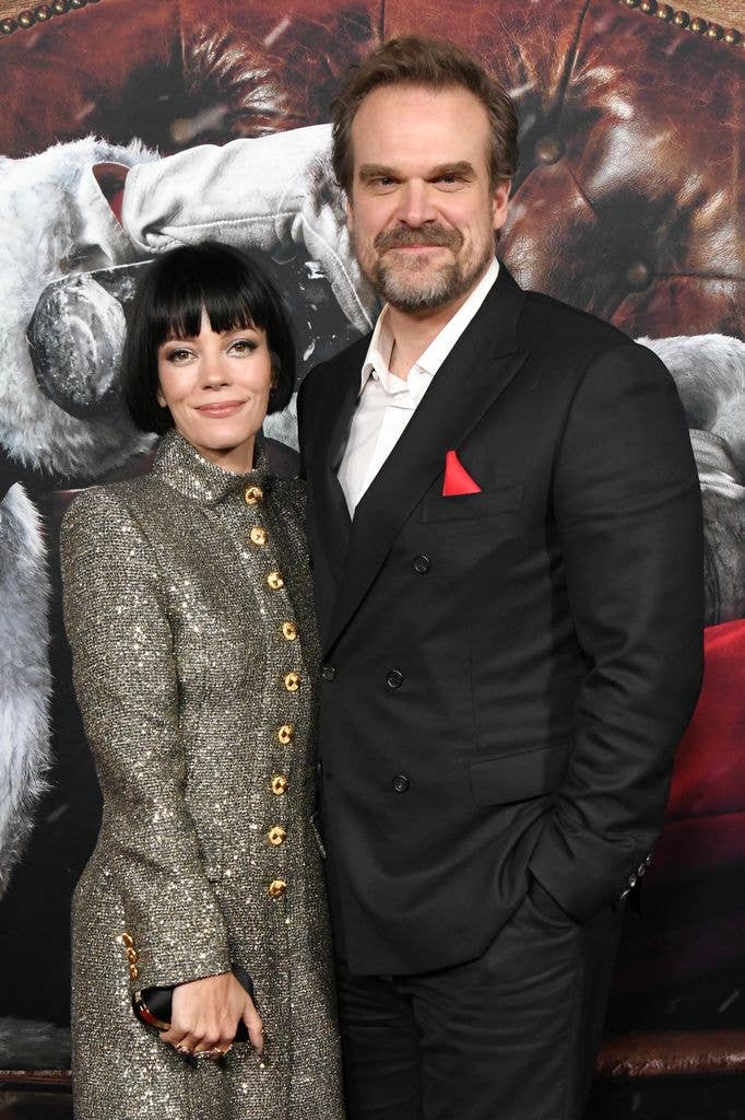 Lily Allen and David Harbour attend the premiere of Universal Pictures' "Violent Night" at TCL Chinese Theatre on November 29, 2022 in Hollywood, California.