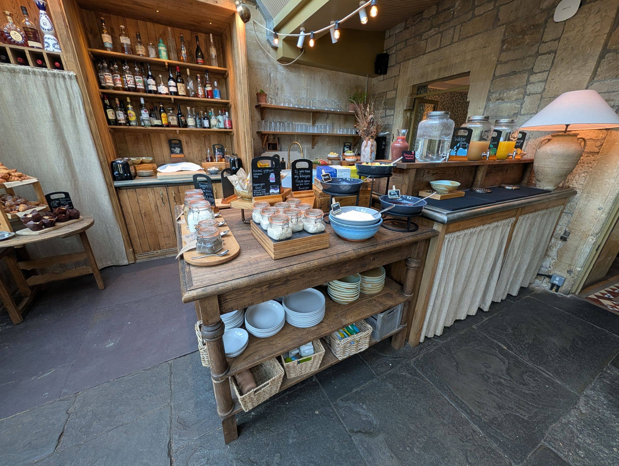 The breakfast buffet at Woolley Grange