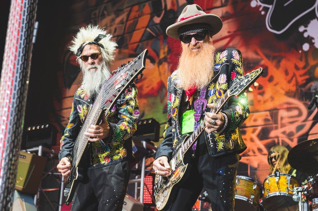 Elwood Francis and Billy Gibbons of ZZ Top perform on stage during Noches del Botanico music festival at Real Jardin Botanico Alfonso XIII on July 20, 2026 in Madrid, Spain. (Photo by Mariano Regidor/Getty Images)