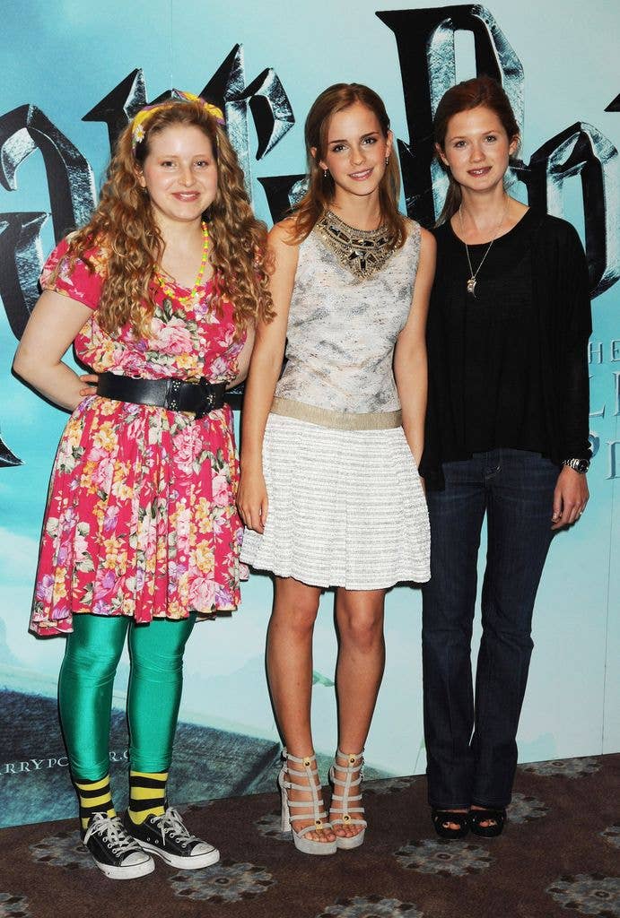   (L-R) Jessie Cave, Emma Watson and Bonnie Wright 