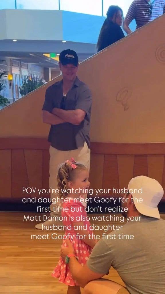 Matt is seen casually standing in the background at Disneyland