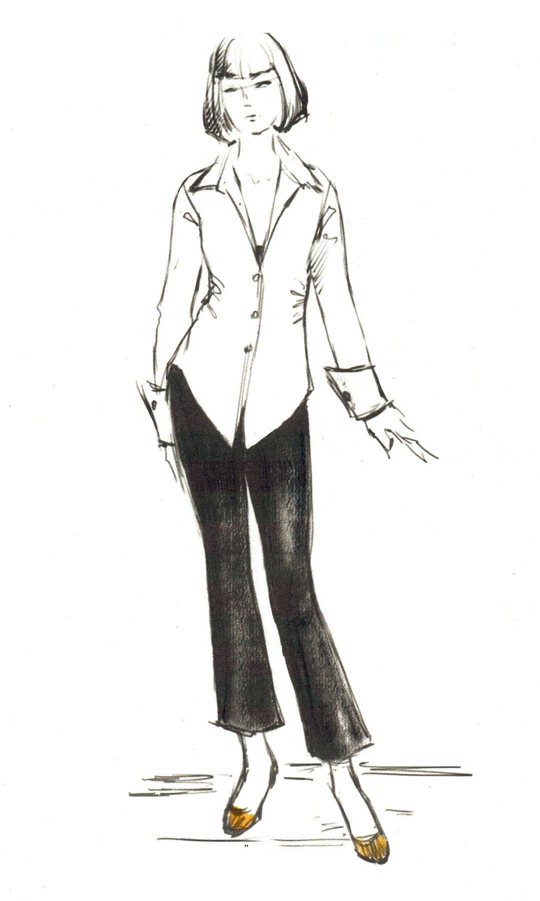 Betsy's costume sketch for Mia Wallace
