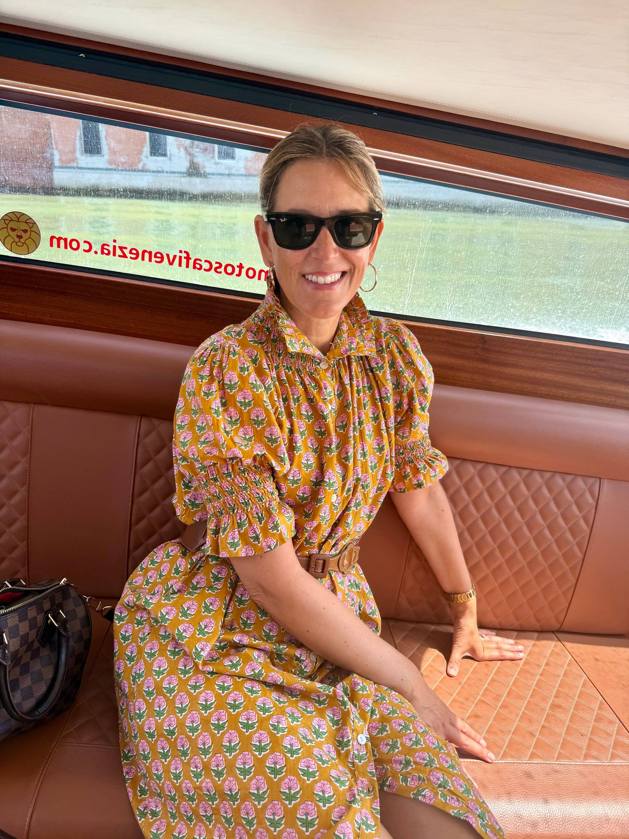 Writer Katie Bowman arriving in Hotel Excelsior in style