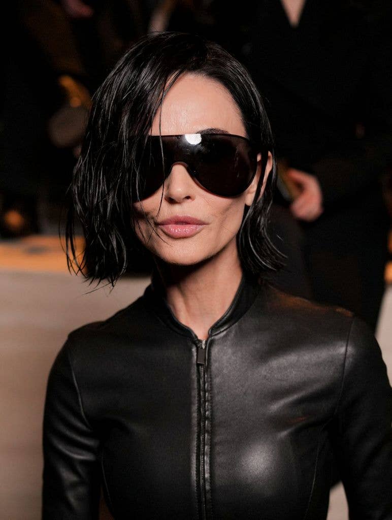 Demi Moore on leather and sunglasses at the Gucci fall/winter 2026 fashion show 