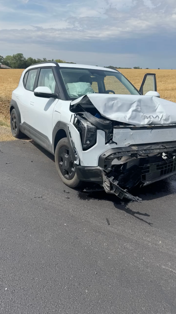 Minnie Driver shares a photo on Instagram of her damaged car after a crash in Paris