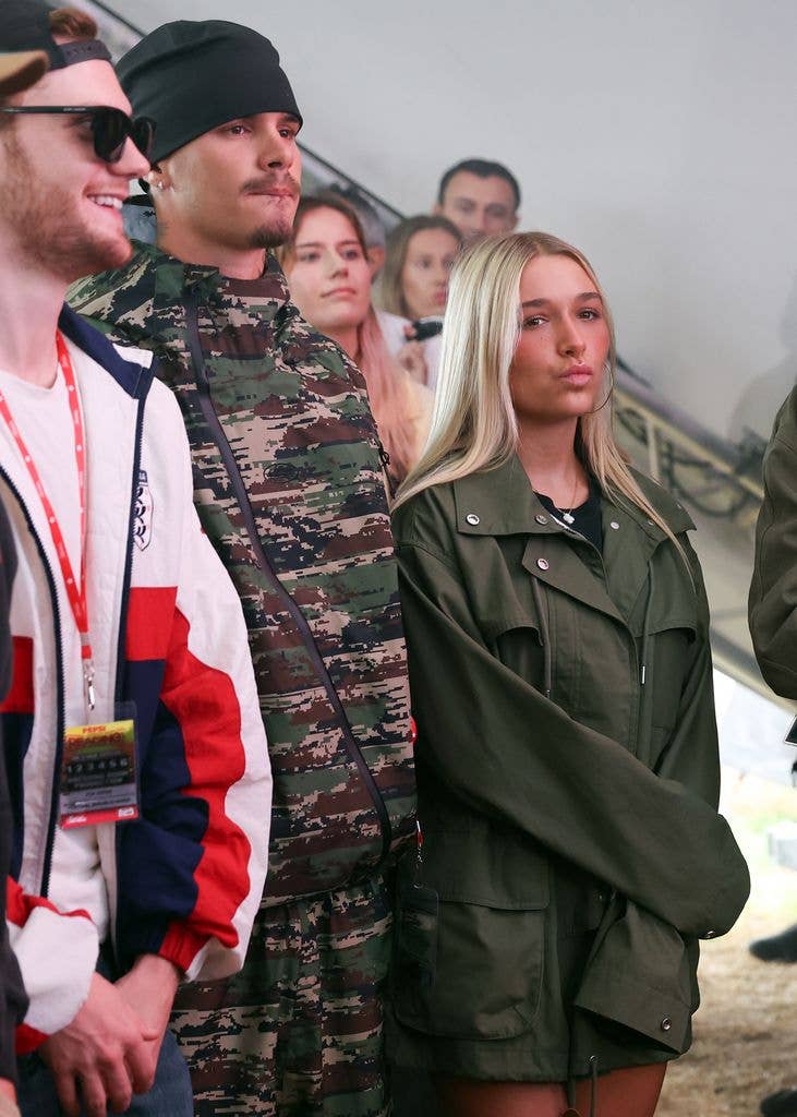 Harper wore a £130 Victoria Beckham for GAP jacket, Hunter Wellington boots, and a necklace worth £2.5k