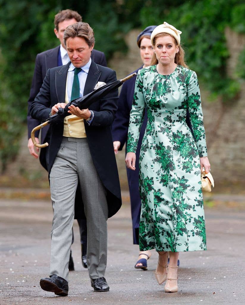 Beatrice looked elegant in a green, floral dress