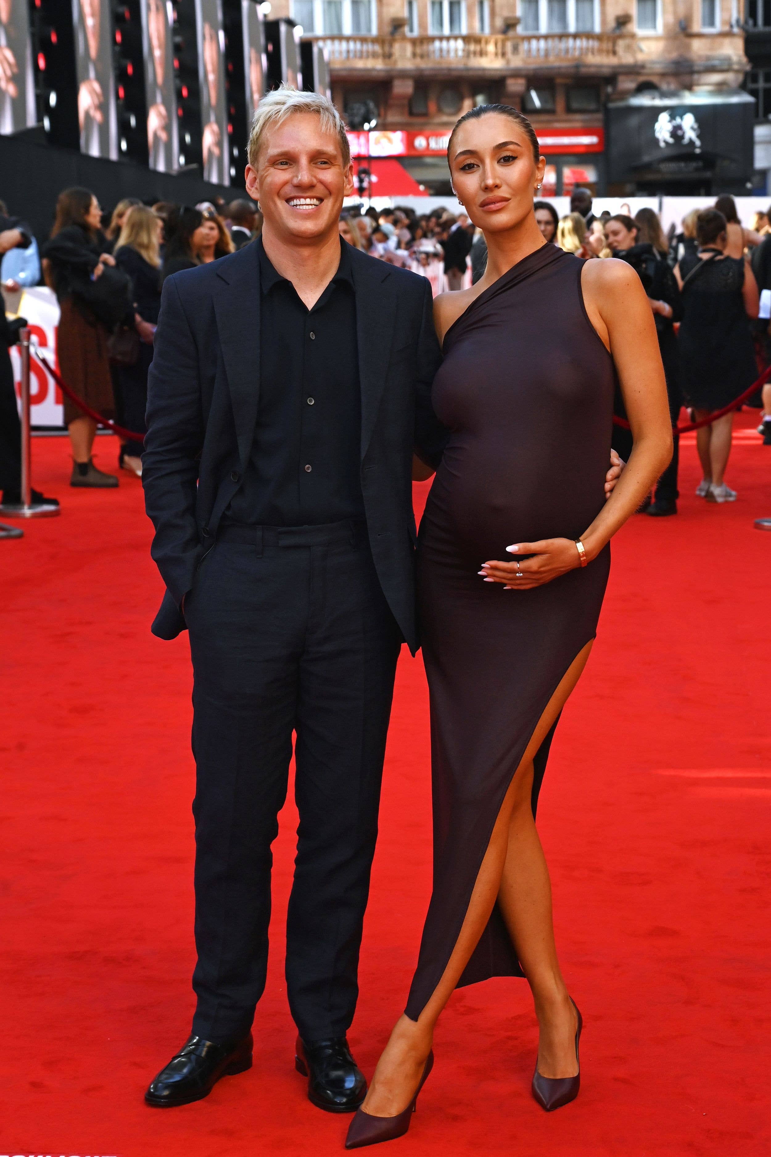 LONDON, ENGLAND - AUGUST 28: Jamie Laing and Sophie Habboo attend the UK Premiere of "The Roses" at Odeon Luxe Leicester Square on August 28, 2025 in London, England. (Photo by Dave Benett/WireImage)
