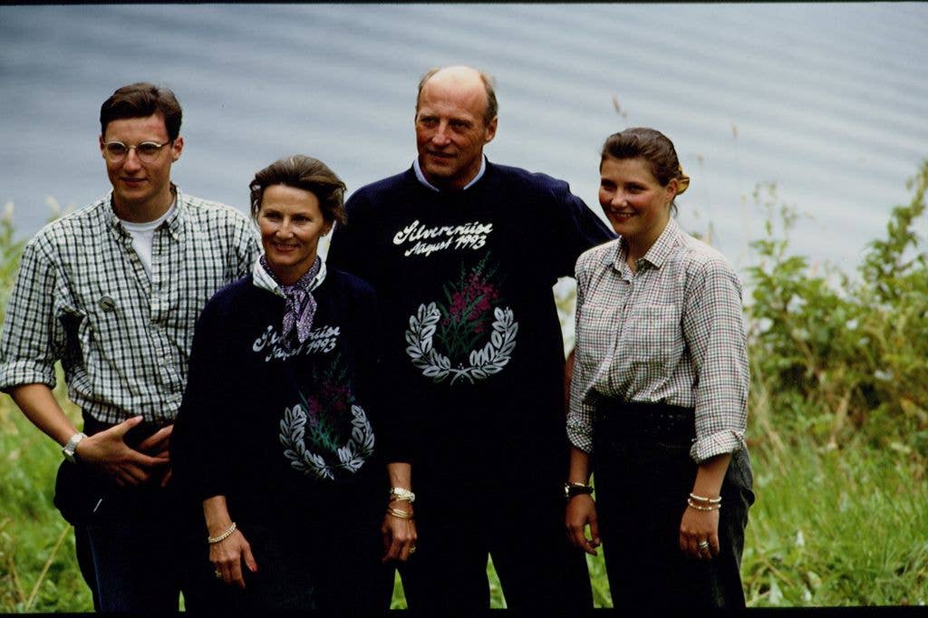 Young Prince Haakon with parents and sister