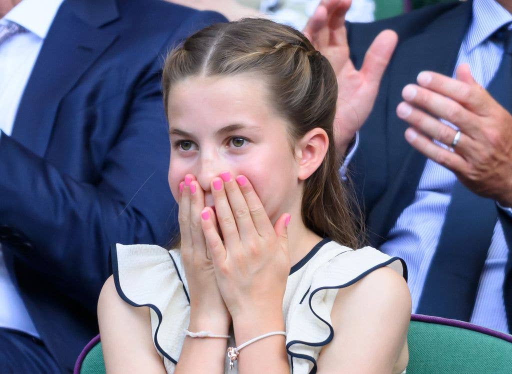 Princess Charlotte of Wales attends day fourteen of the Wimbledon Tennis Championships at the All England Lawn Tennis and Croquet Club on July 13