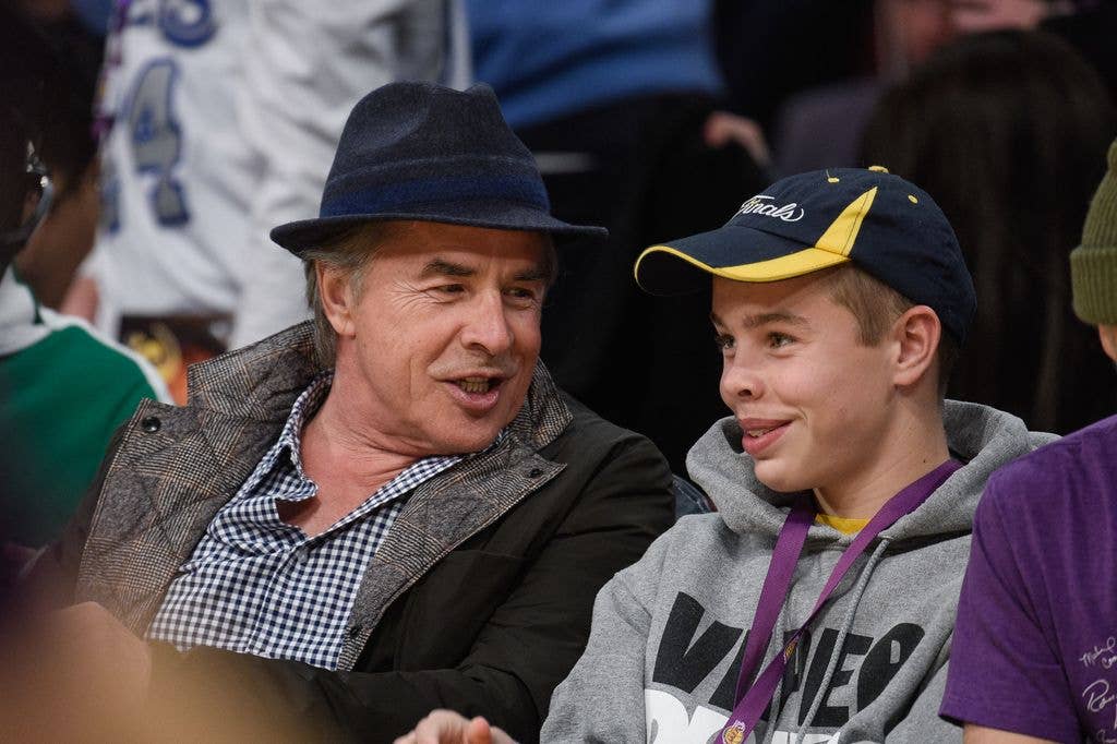 Don Johnson and his son Jasper Johnson attend a basketball between Philadelphia 76ers and the Los Angeles Lakers at Staples Center on January 1, 2016 in Los Angeles, California. 
