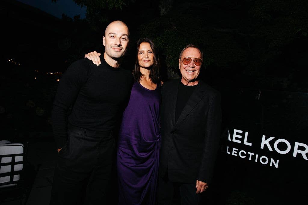 Jason Bard Yarmosky, Katie Holmes and Michael Kors at the Michael Kors 45th Anniversary Collection Dinner 