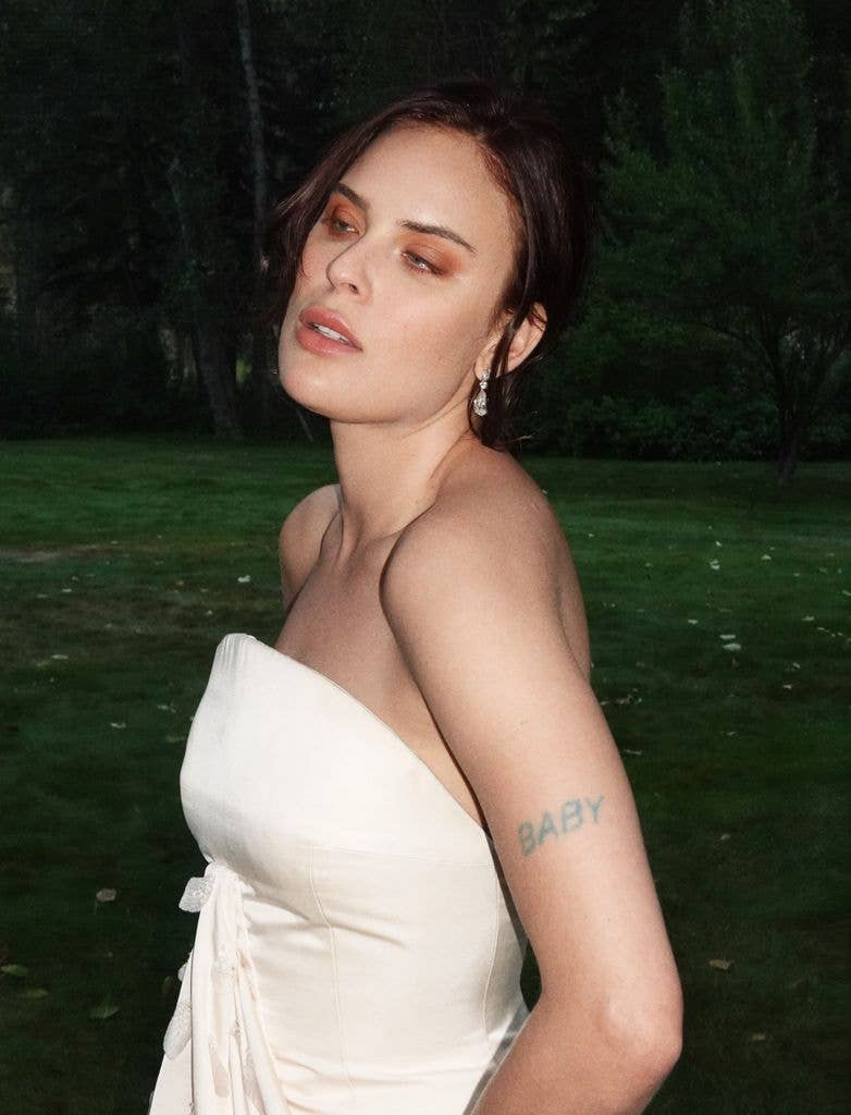 Tallulah Willis poses for photos in her Balenciaga wedding gown at her Idaho wedding, shared on Instagram