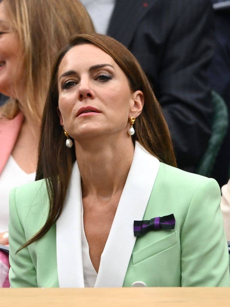 Catherine, Princess of Wales watches Ryan Peniston Vs Andy Murray on Centre Court