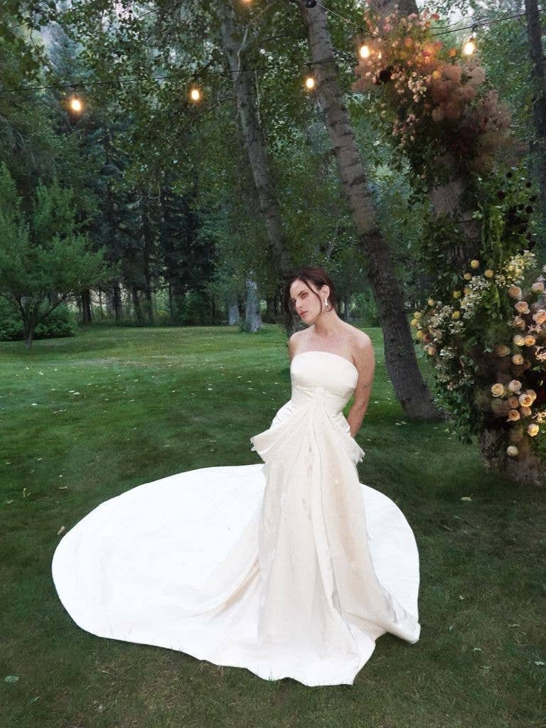 Tallulah Willis poses for photos in her Balenciaga wedding gown at her Idaho wedding, shared on Instagram