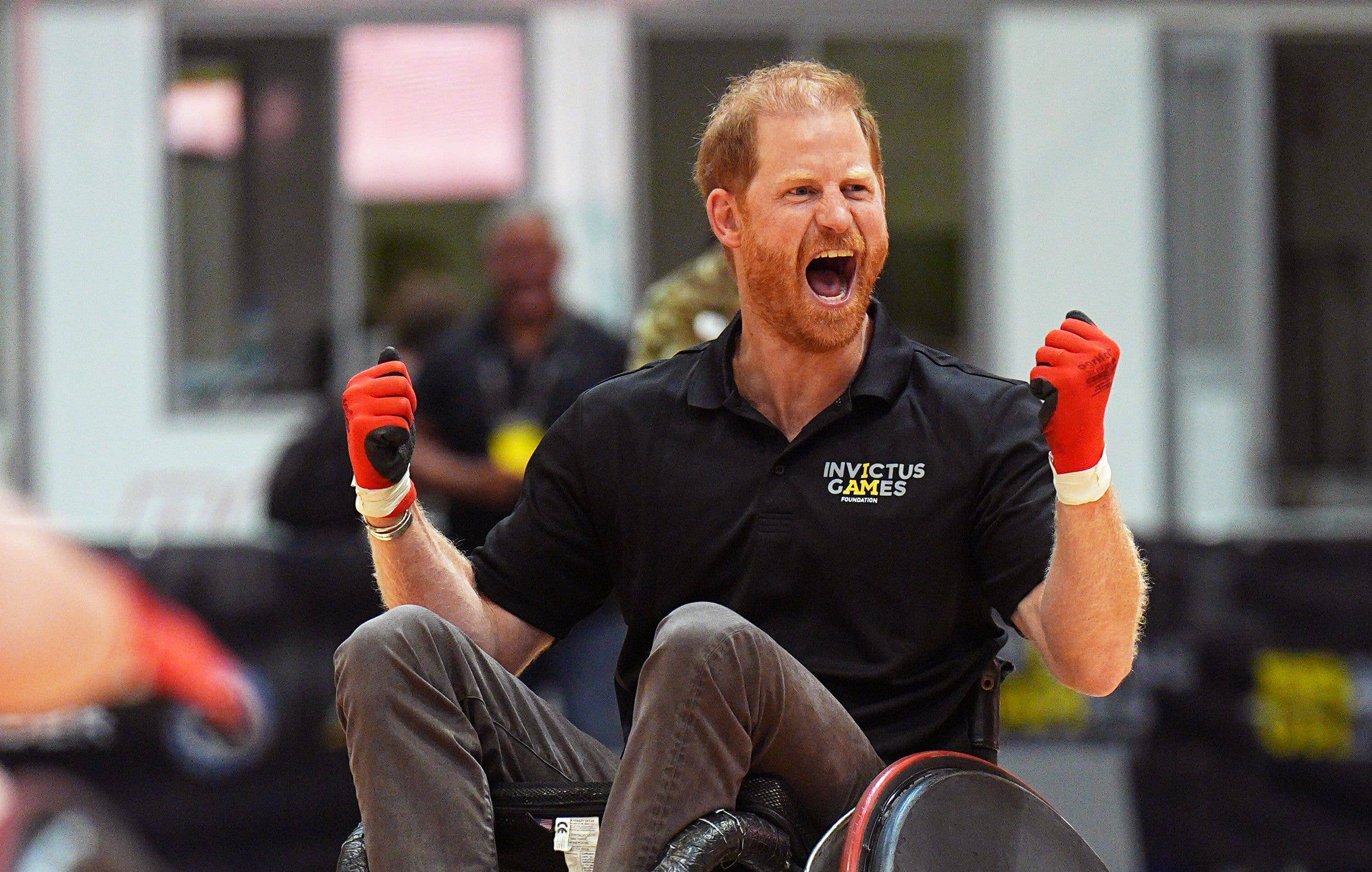 Prince Harry, Duke of Sussex, takes part in a game of Wheelchair Rugby