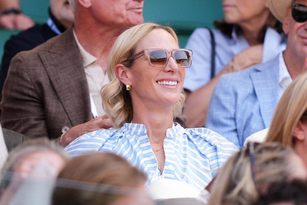 Zara Tindall watching the action on centre court on day ten of the 2026 Wimbledon Championships 