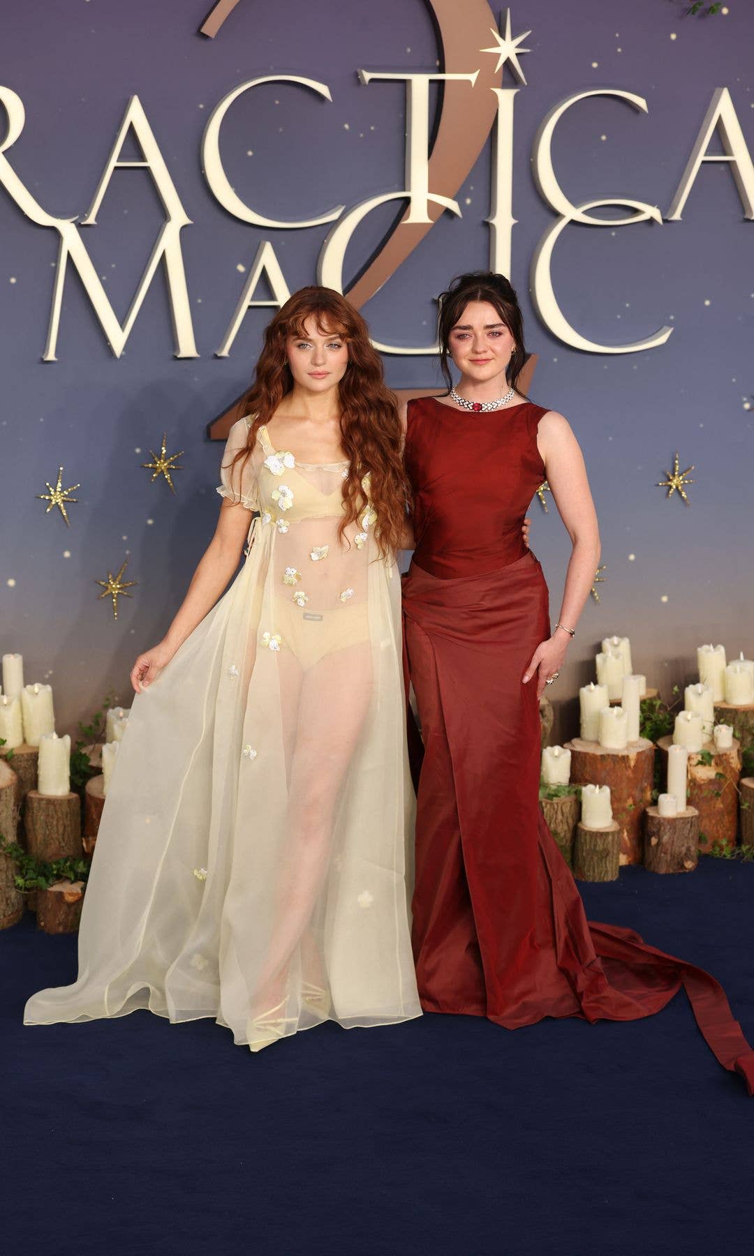 Joey King and Maisie Williams attend the "Practical Magic 2" European Premiere at Odeon Luxe Leicester Square on August 26, 2026 in London, England.