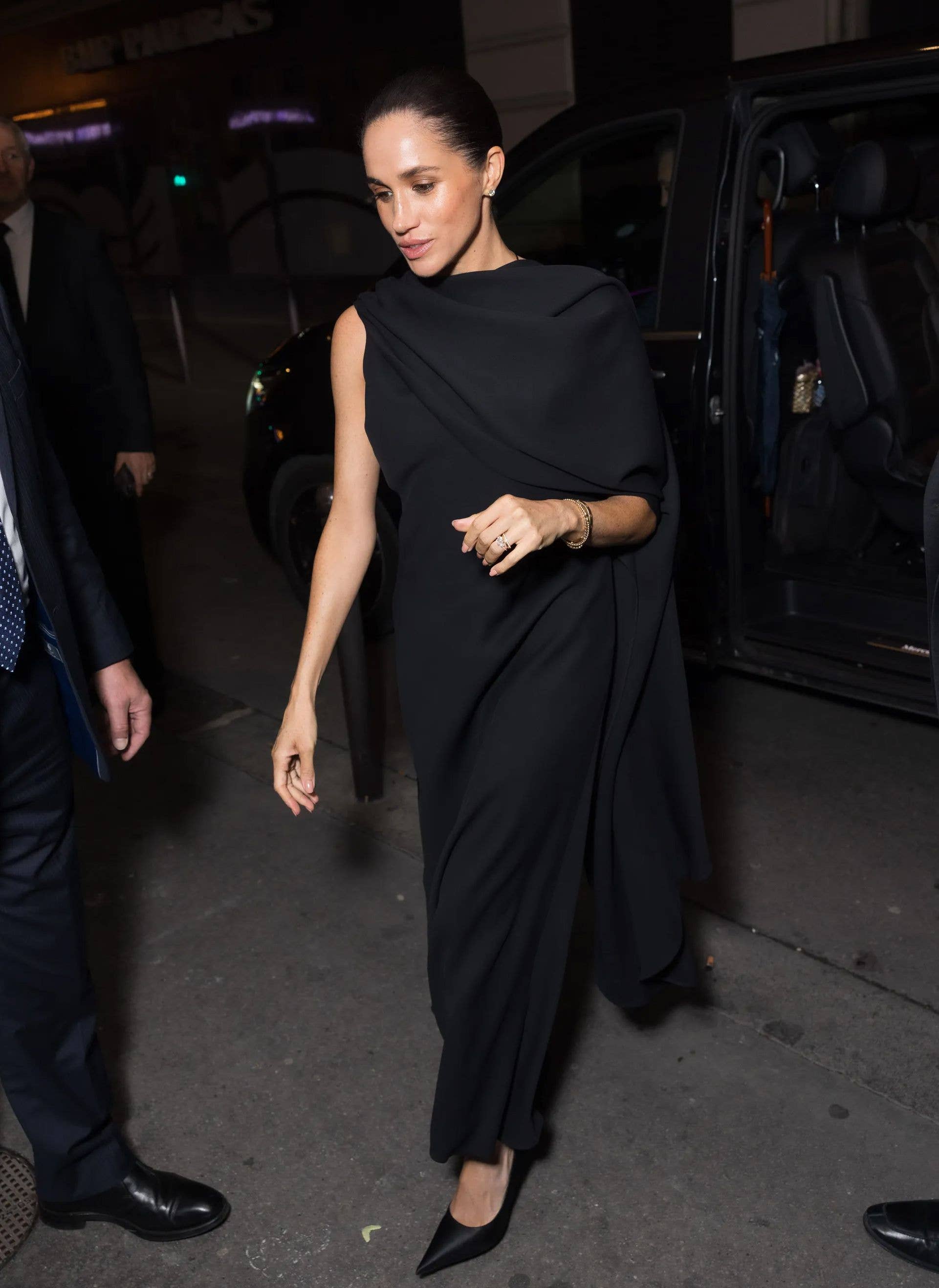Meghan after the Balenciaga SS26 show