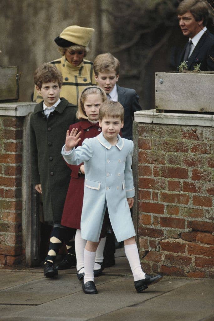 Zara Phillips and Prince William leave church on Christmas Day in 1987