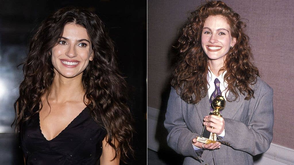 Split photo of Ella Rubin smiling and Julia Roberts smiling