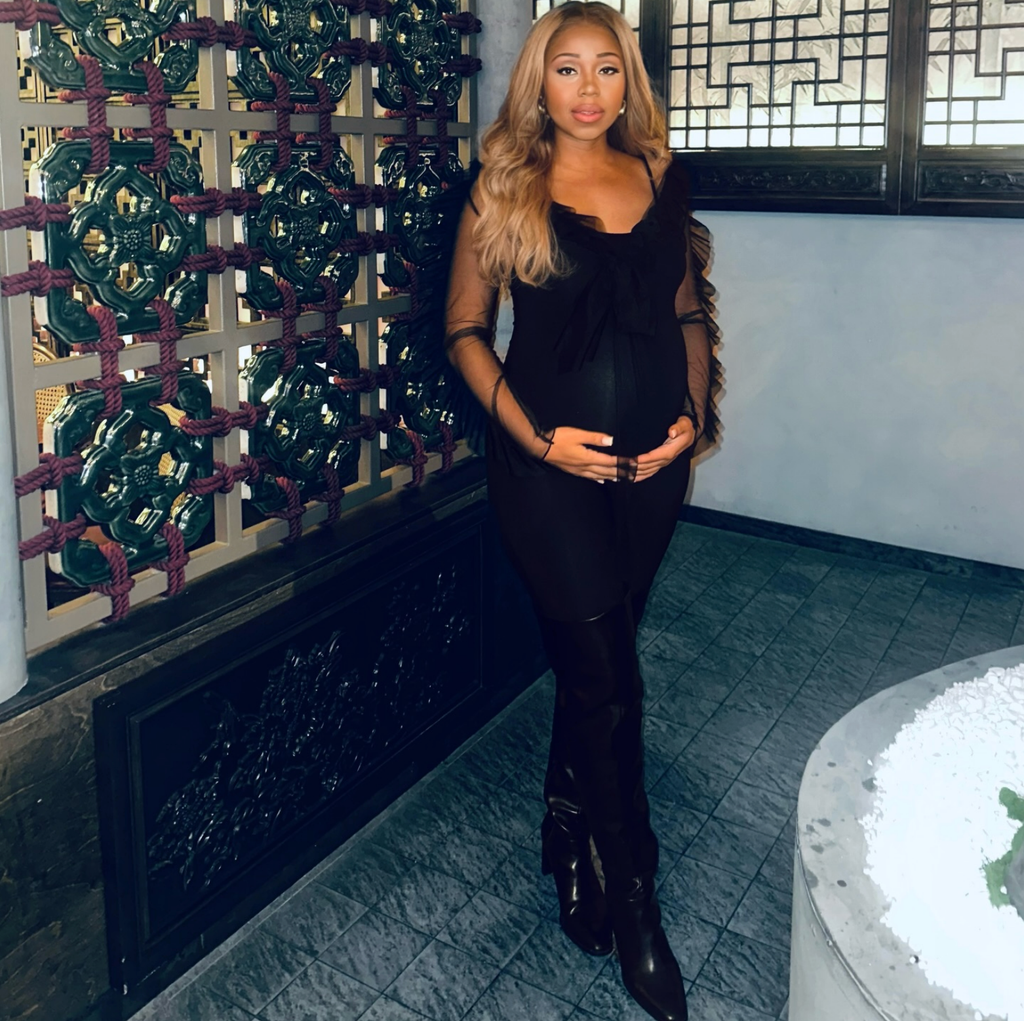 Photo shared by Somara Theodore December 2025 confirming she is officially nine months pregnant