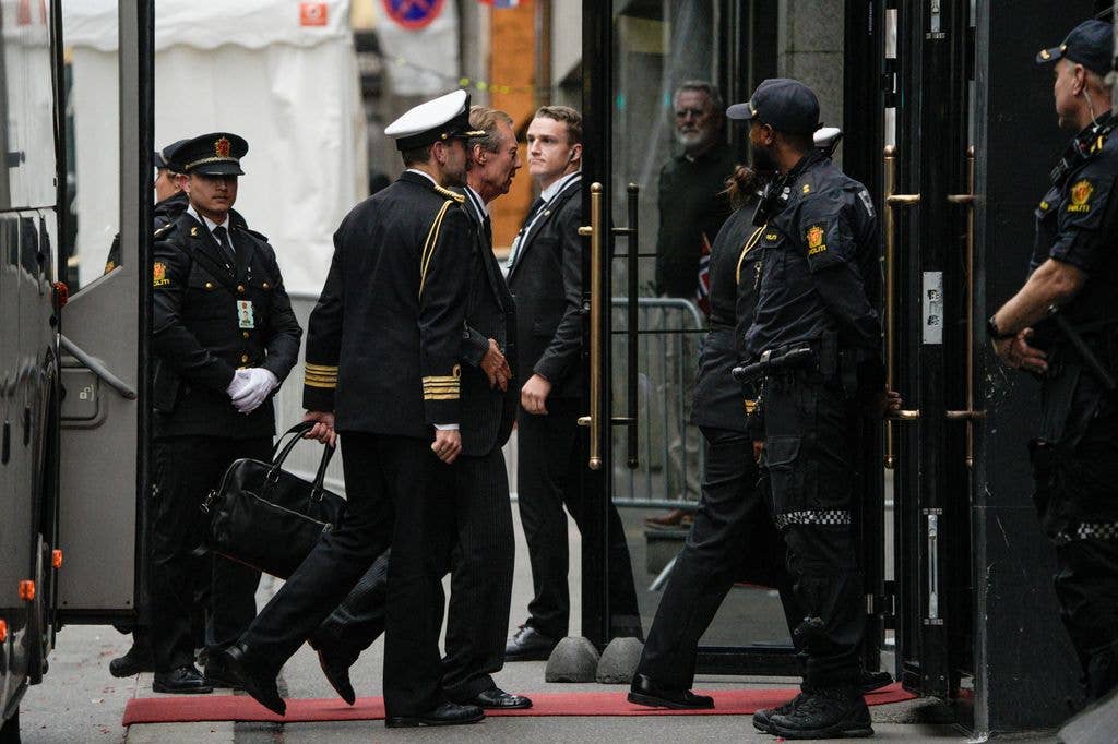 Former Grand Duke Henri of Luxembourg at the Grand Hotel in Oslo on the eve of King Harald's funeral