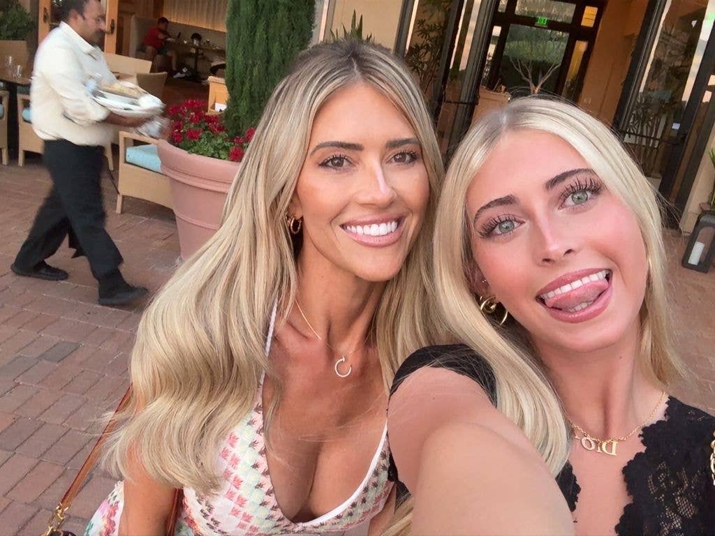 Christina Haack with teen daughter Taylor by the pool
