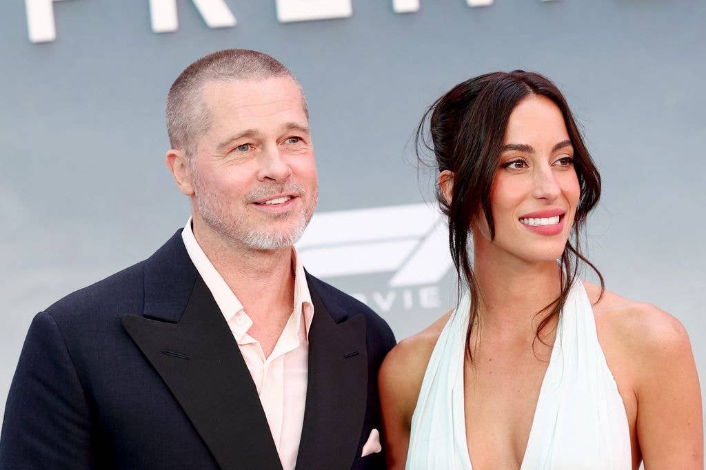 brad pitt ines de ramon f1 red carpet