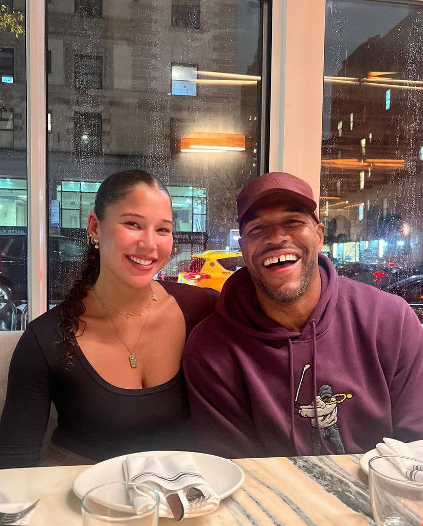 Michael Strahan and his daughter Sophia Strahan pose for a photo at the dinner table during Thanksgiving, shared on Instagram