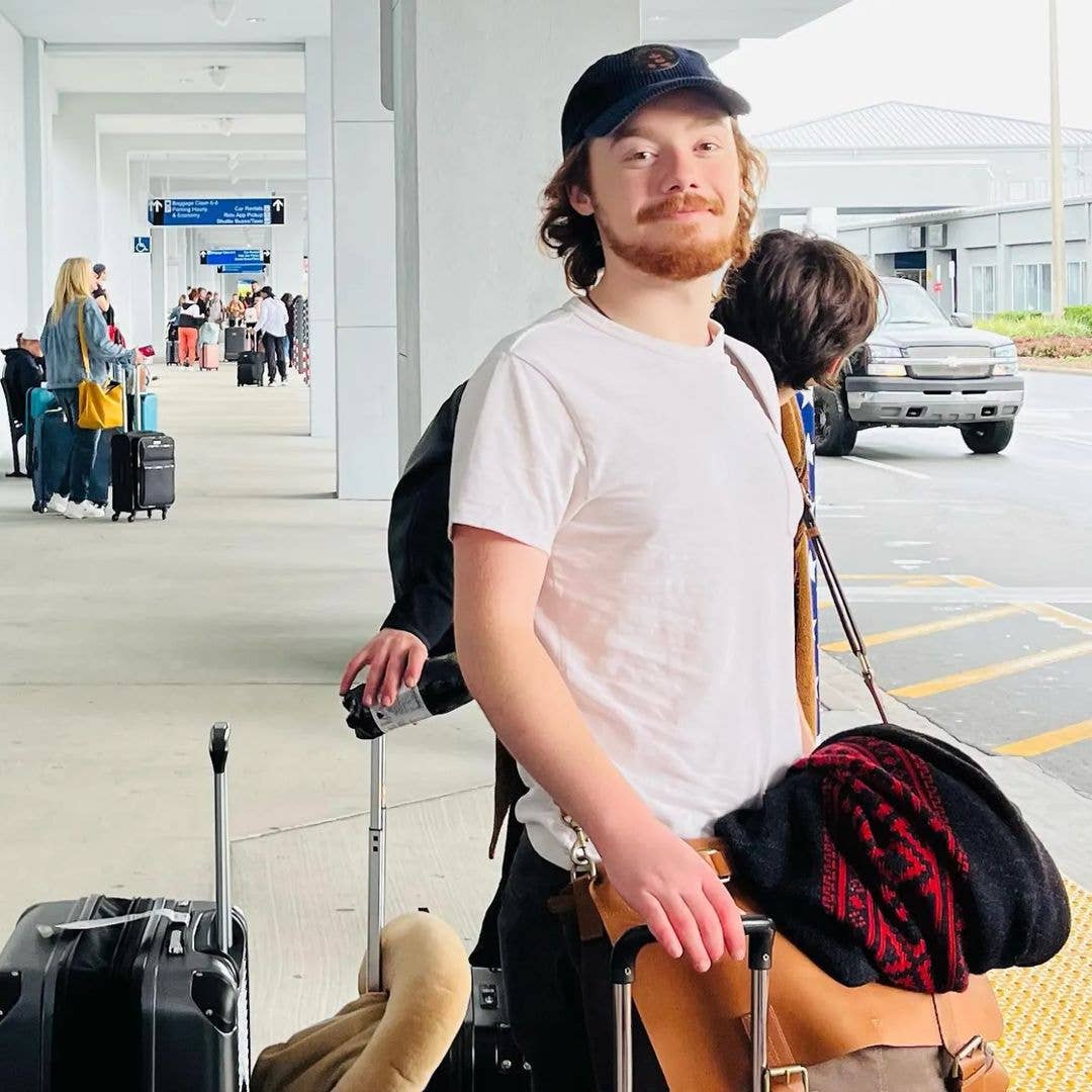 Taylor Hanson's son Ezra Hanson poses for a photo at the airport, shared on Instagram