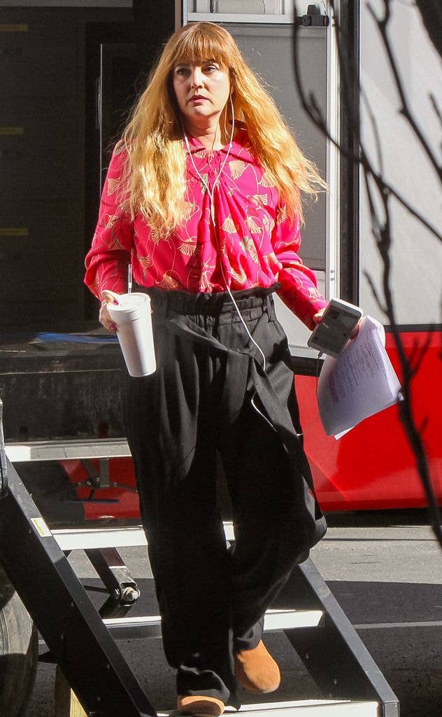 Drew Barrymore is seen on the set of 'The Stand-In' on February 19, 2019 in New York City. 