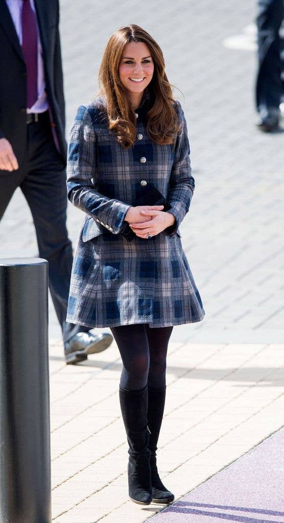 Kate Middleton looked incredible in this tartan dress coat by McQ - a diffusion line of Alexander McQueen - in 2013