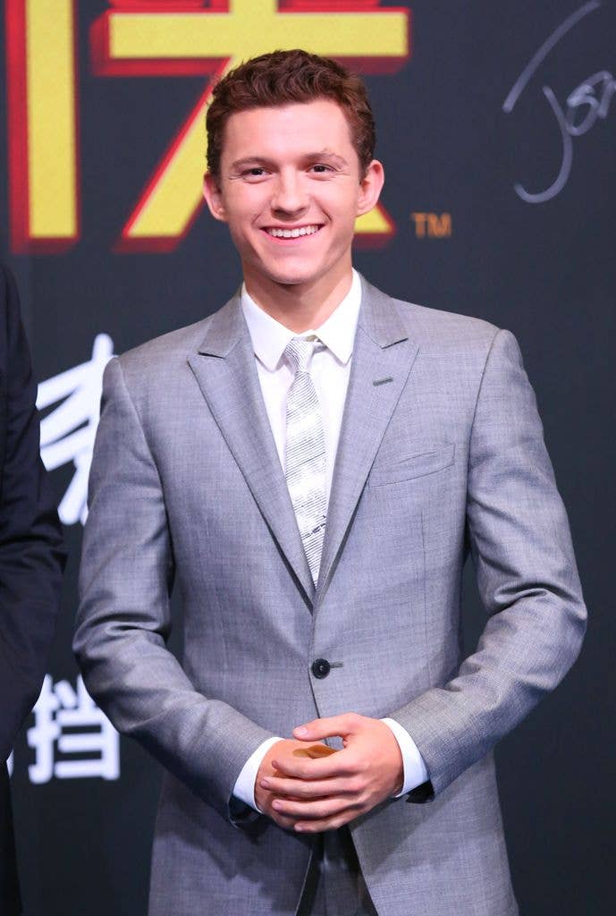 English actor Tom Holland attends the premiere of film "Spider-Man: Homecoming" on September 4, 2017 in Beijing, China.