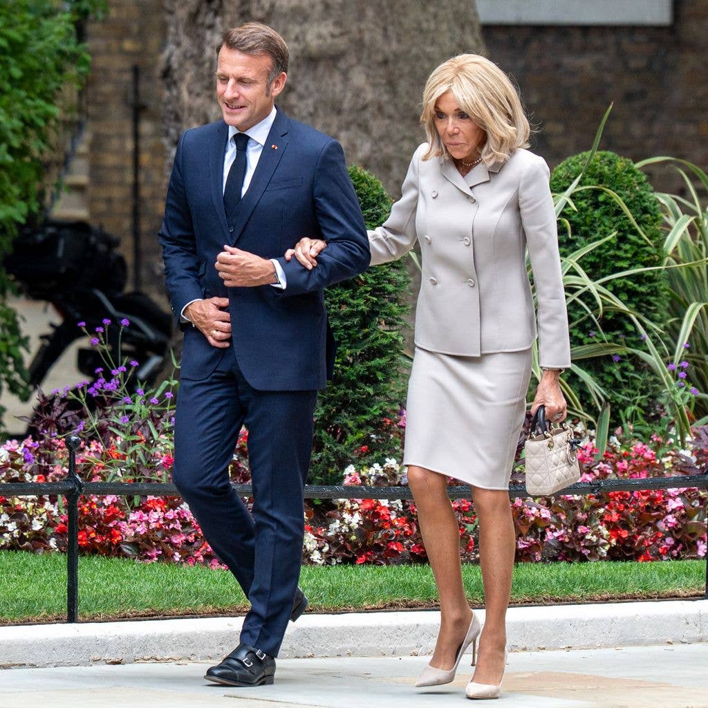 French President Emmanuel Macron and his wife Brigitte Macron arrive in Downing Street on July 09, 2025 in London, England. President Emmanuel Macron and Mrs Brigitte Macron visit the UK in the first visit State Visit made by France in 17 years. They are staying at Windsor Castle, hosted by King Charles III and Queen Camilla. Today, the Macrons will have lunch with the UK Prime Minister at Downing Street, and a banquet will be held in their honour at The Guildhall. (Photo by Ben Montgomery/Getty Images)
