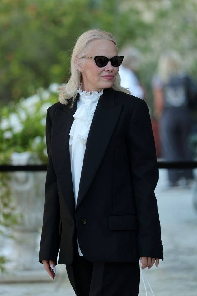 Pamela Anderson is seen at the Hotel Excelsior Venice Lido Pier during the 83rd Venice International Film Festival on September 07, 2026 in Venice, Italy.