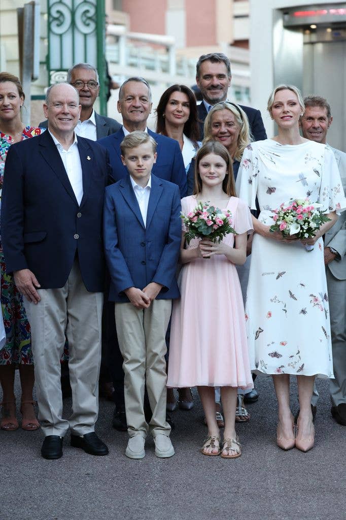 Princess Charlene wore a dress by Erdem and her shoes were Gianvito Rossi's